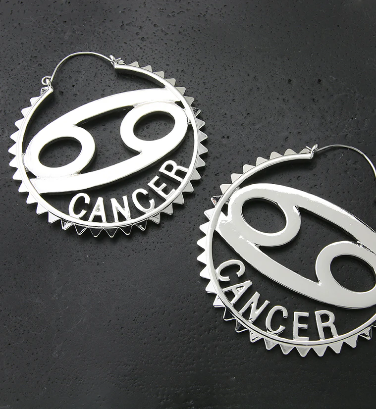 Cancer Sign Plug Hoops - Image 2
