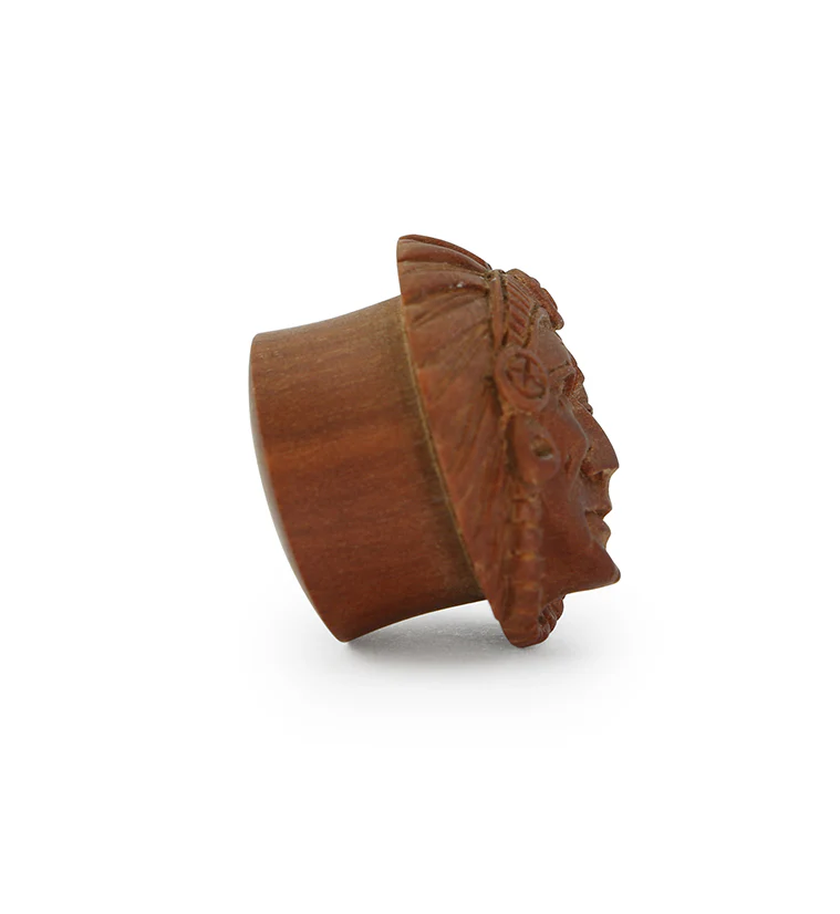 Carved Chief Saba Wood Plugs - Image 5