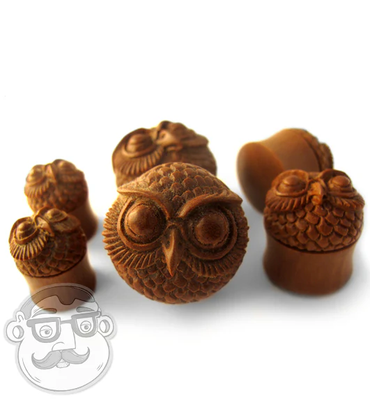 Carved Owl Wood Plugs - Image 4