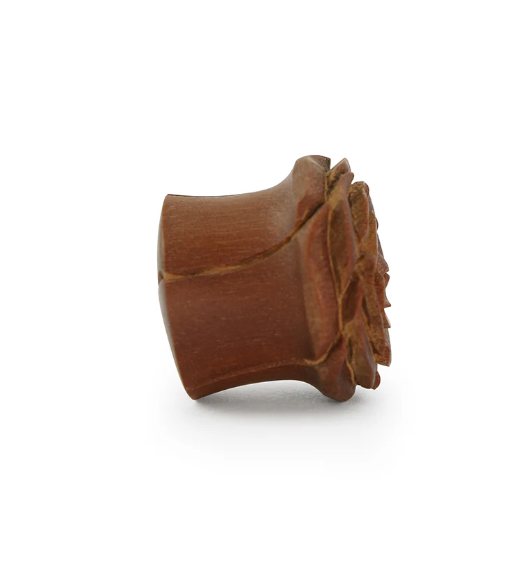 Carved Rosebud Saba Wood Plugs - Image 7