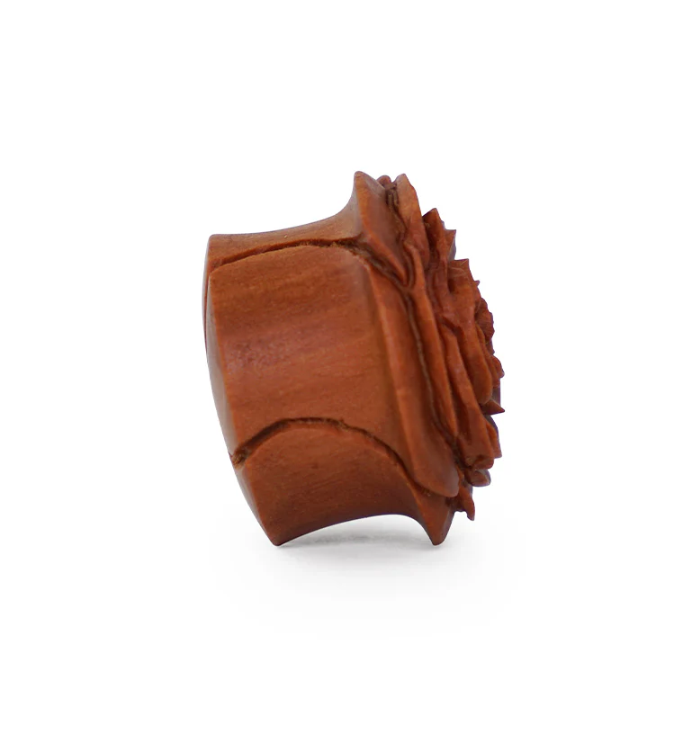 Carved Rosebud Saba Wood Plugs - Image 8