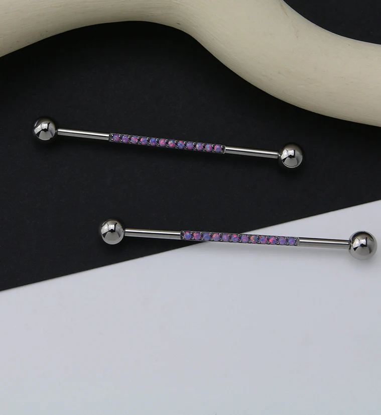 Center Line Purple Opalite Titanium Industrial Barbell - Image 2