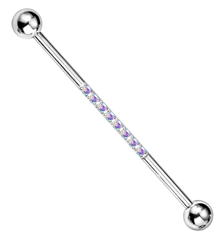 Center Line Rainbow Aurora CZ Industrial Barbell