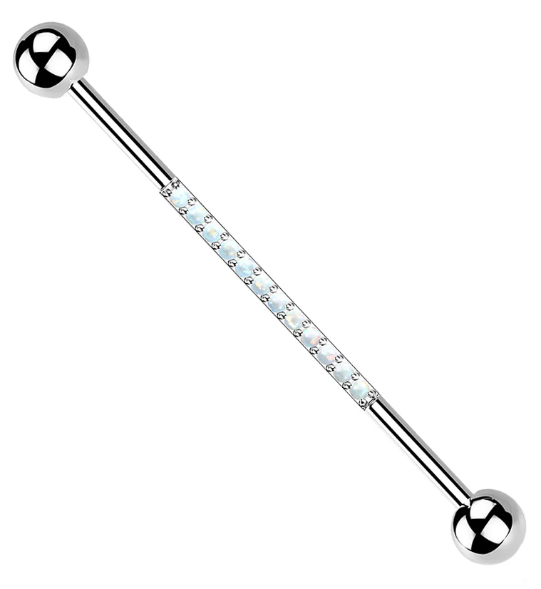 Center Line White Opalite Titanium Industrial Barbell