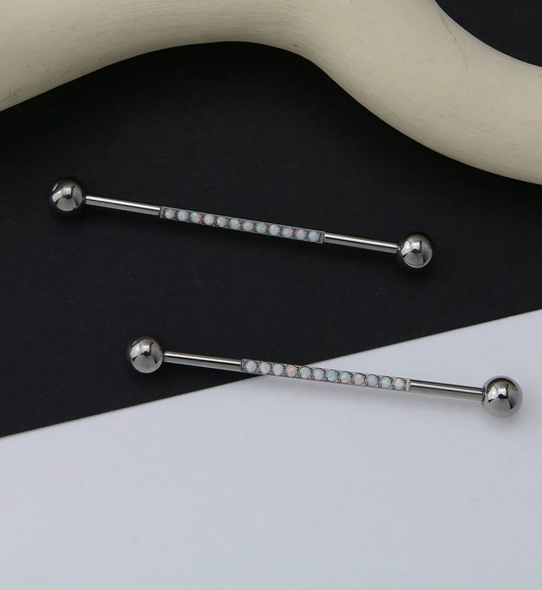 Center Line White Opalite Titanium Industrial Barbell - Image 2