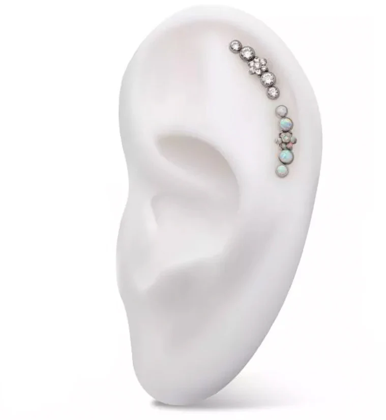 Centered Flower Arch Clear CZ Titanium Internally Threaded Top - Image 3