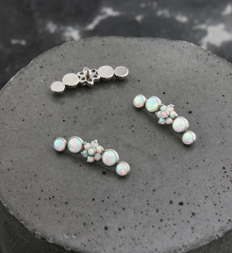 Centered Flower Arch White Opalite Titanium Internally Threaded Top - Image 2