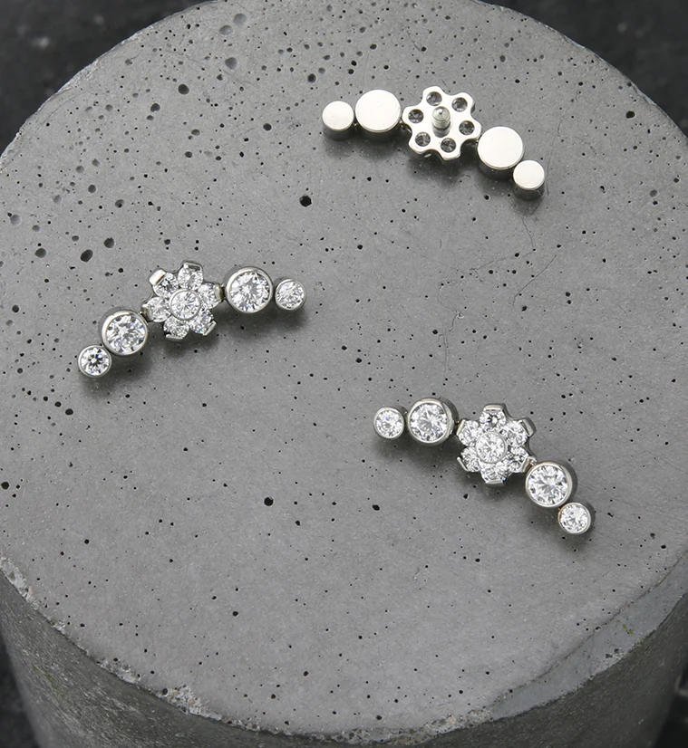 Centered Flower Clear CZ Arch Internally Threaded Titanium Top - Image 2
