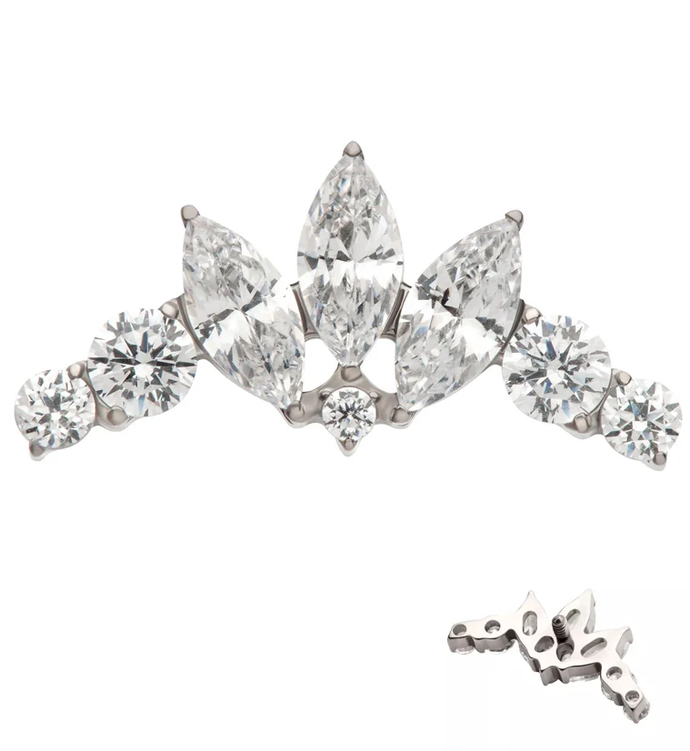 Chaplet Prong CZ Internally Threaded Titanium Top