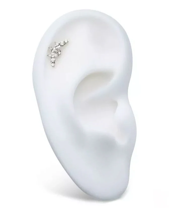 Chaplet Prong CZ Threadless Titanium Top - Image 3