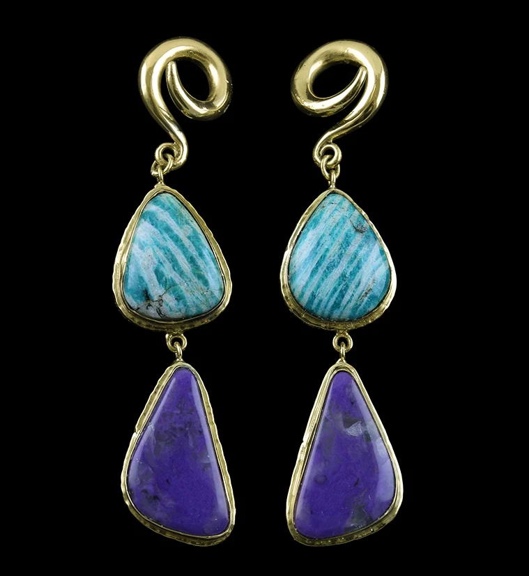 Amazonite X Charoite Stone Ear Weights Version 3