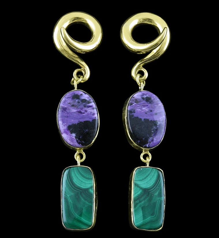 Charoite X Malachite Stone Ear Weights