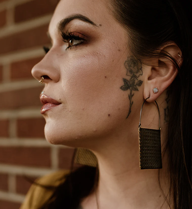 Chequer Titanium Hangers - Earrings - Image 2