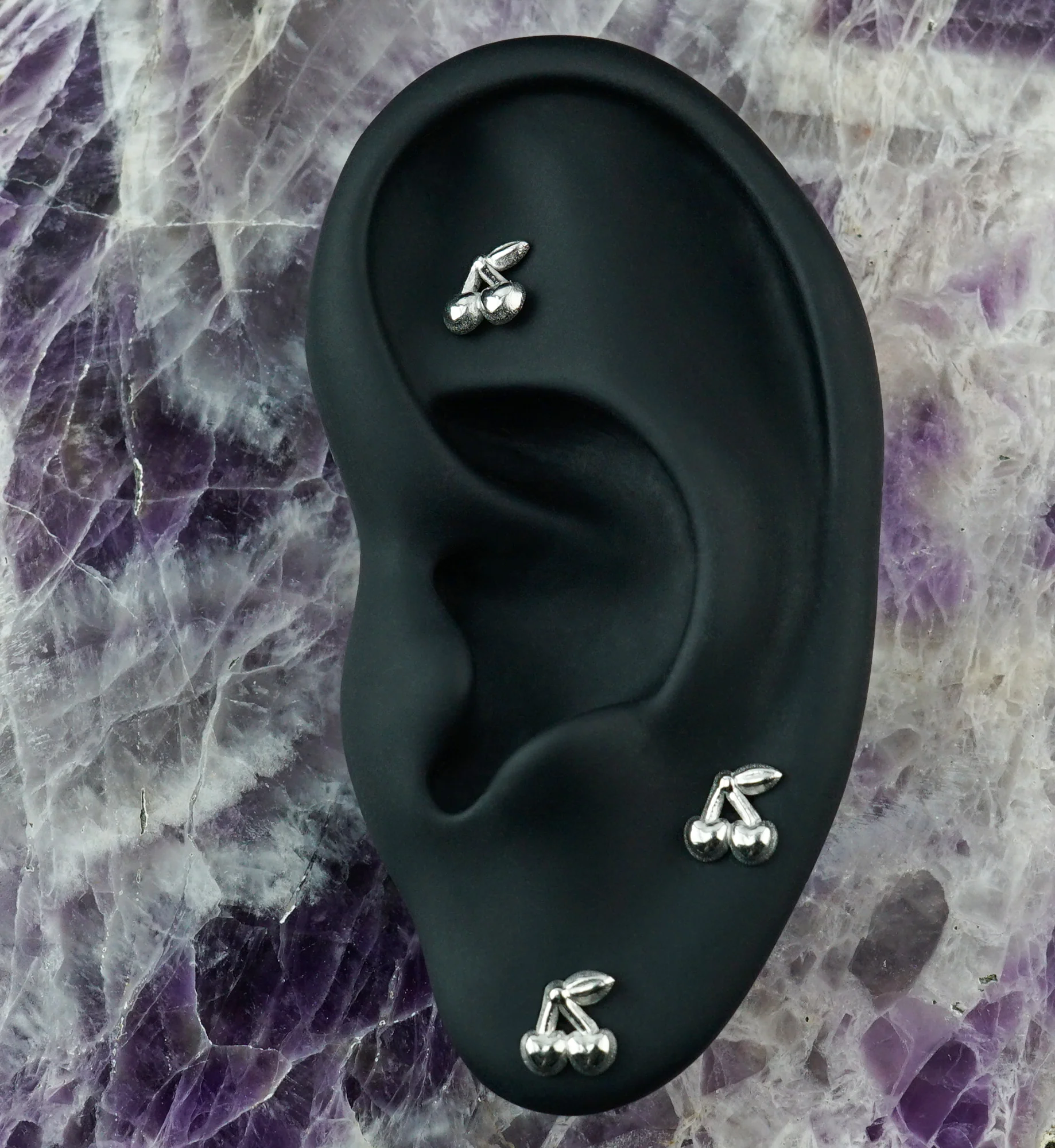Cherry Stainless Steel Internally Threaded Labret - Image 2