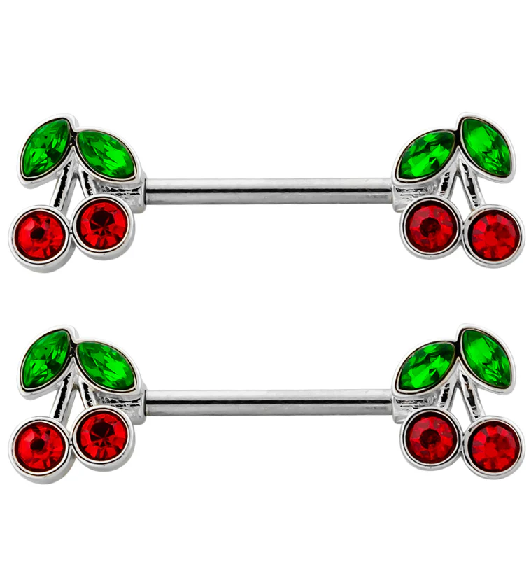 Cherry Stainless Steel Nipple Barbell