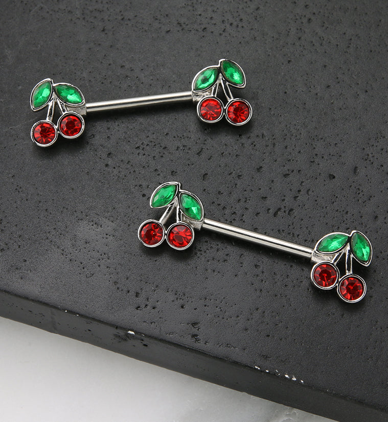 Cherry Stainless Steel Nipple Barbell - Image 2