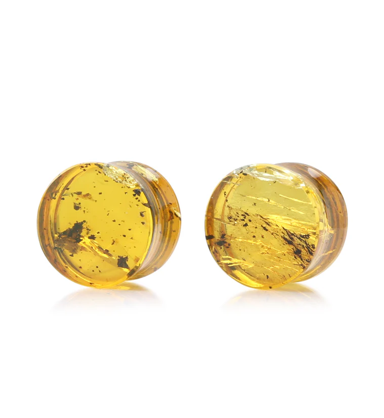 Chiapas Amber Plugs 5/8" (16mm) - Version 22 (Rough Edges) - Image 2