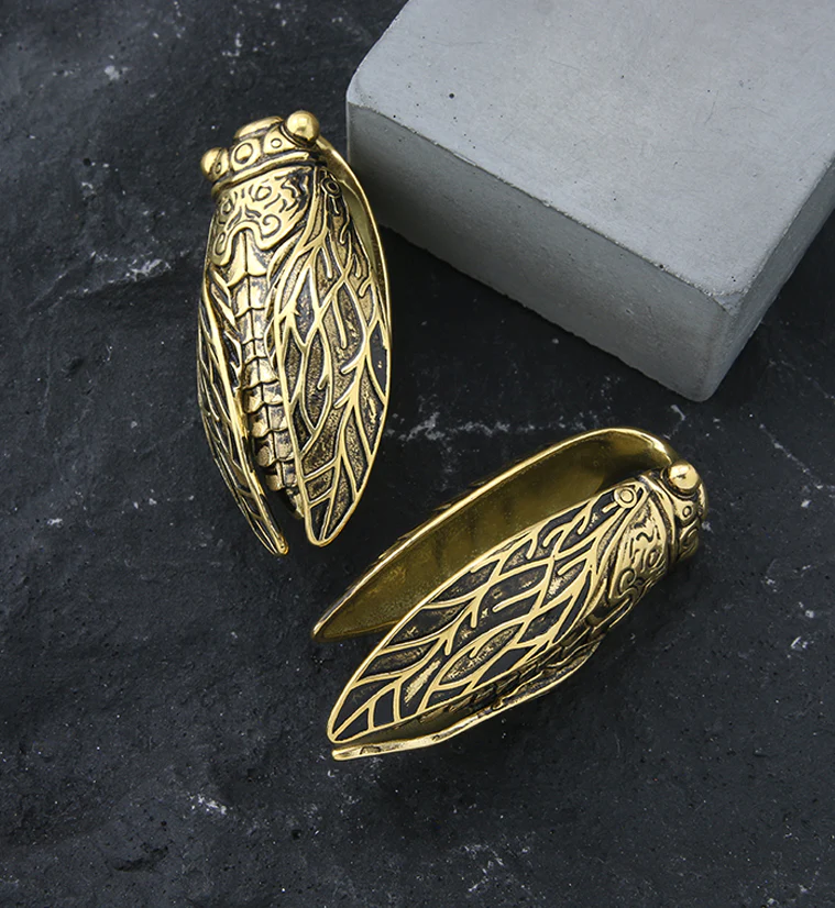 Cicada Gold PVD Stainless Steel Ear Weights - Image 2