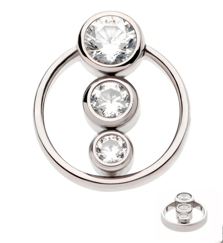 Orbit Descend Clear CZ Internally Threaded Titanium Top