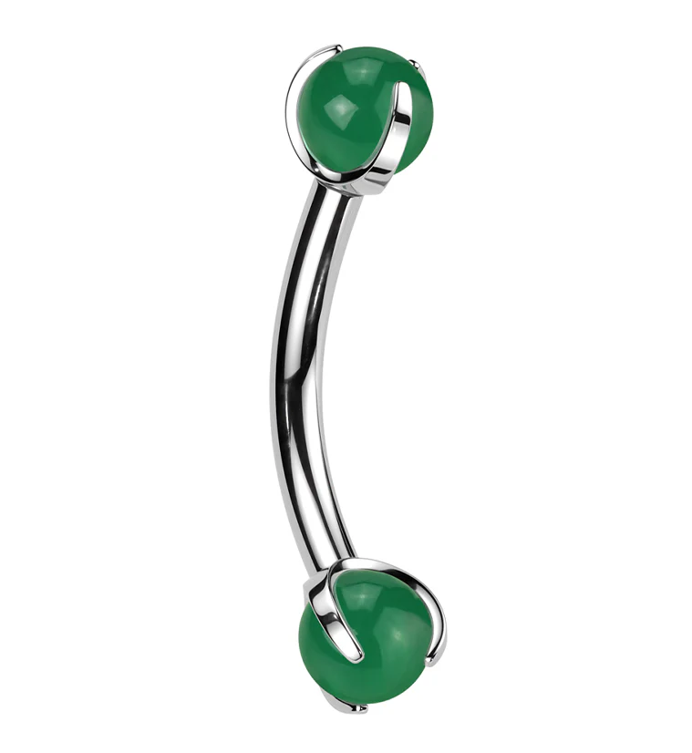 Claw Aventurine Stone Titanium Internally Threaded Curved Barbell