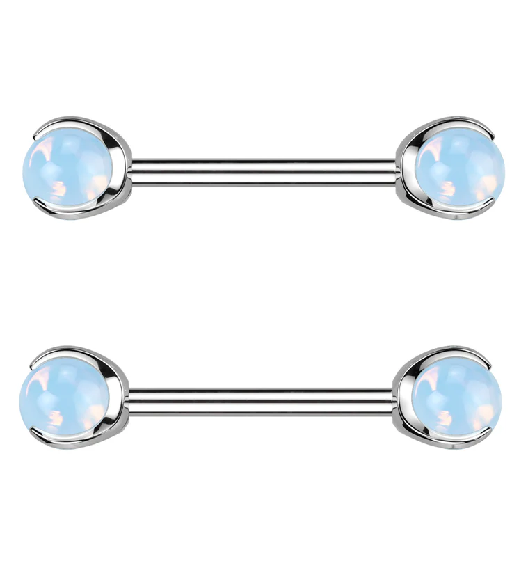 Claw Opalite Internally Threaded Titanium Nipple Barbells