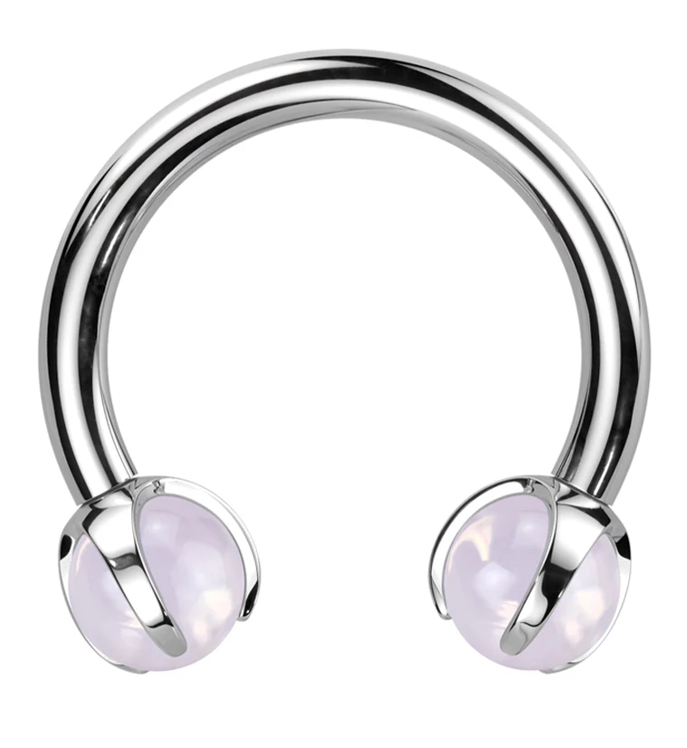Claw Soft Pink Opalite Titanium Internally Threaded Circular Barbell