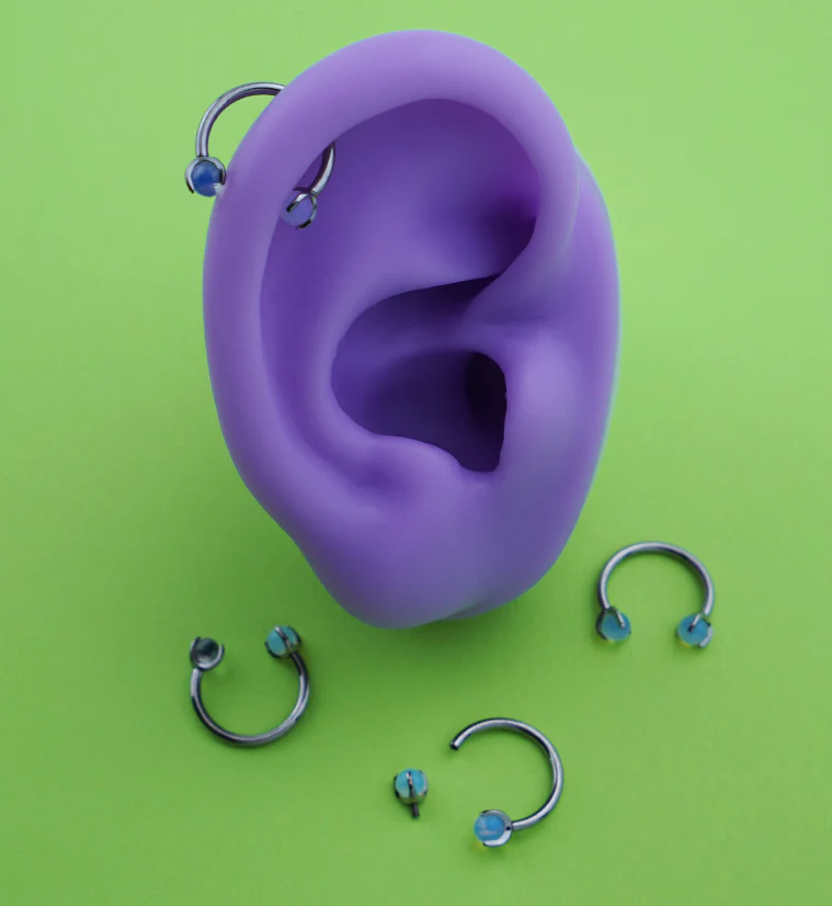 Claw Opalite Titanium Internally Threaded Circular Barbell - Image 2