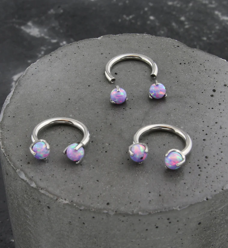 Claw Purple Opalite Titanium Internally Threaded Circular Barbell - Image 3
