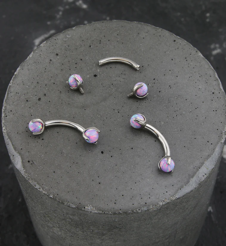 Claw Purple Opalite Titanium Internally Threaded Curved Barbell - Image 2