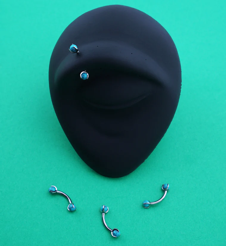Claw Turquoise Howlite Stone Titanium Internally Threaded Curved Barbell - Image 2