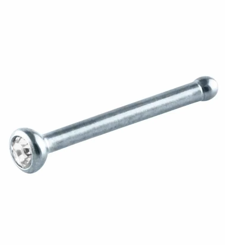 Clear CZ Bezel Set Titanium Nosebone