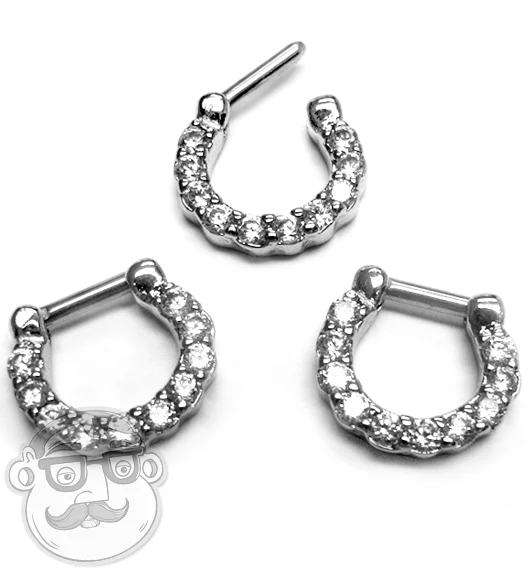 Clear CZ Brass Septum Clicker - Image 2