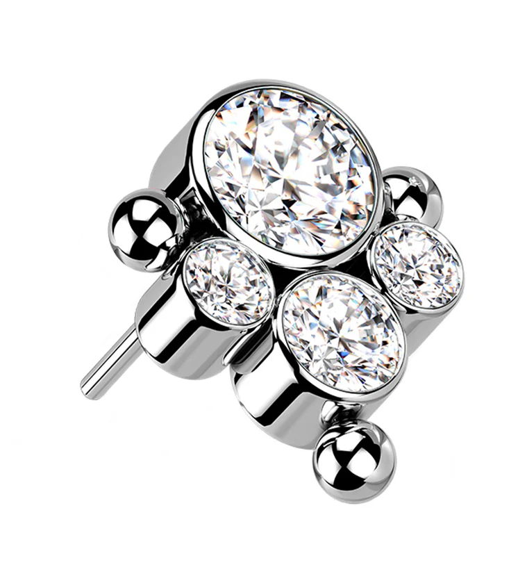 Clear CZ Bundle Titanium Threadless Top