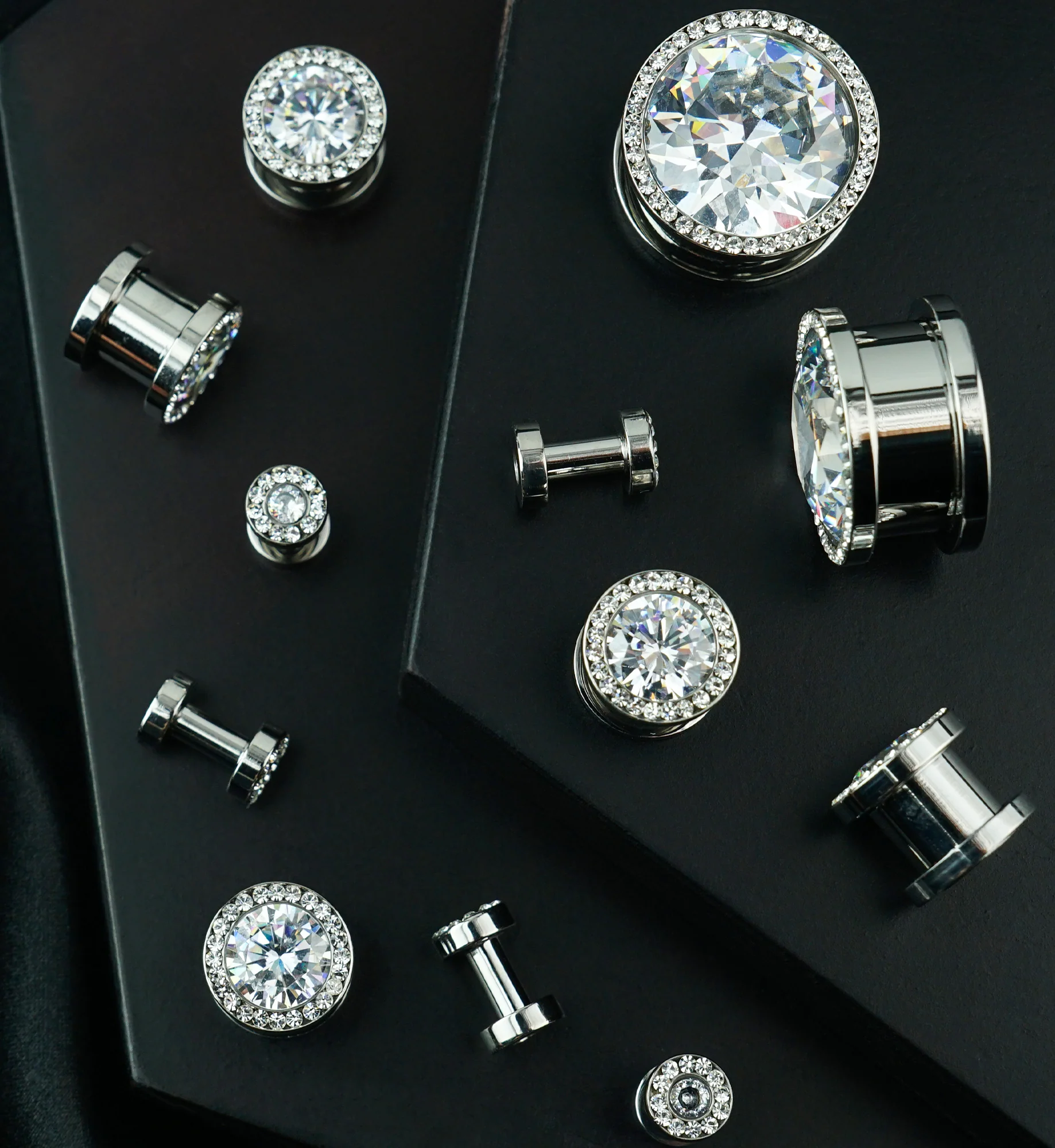 Clear CZ Diamond Stainless Steel Plugs - Image 2