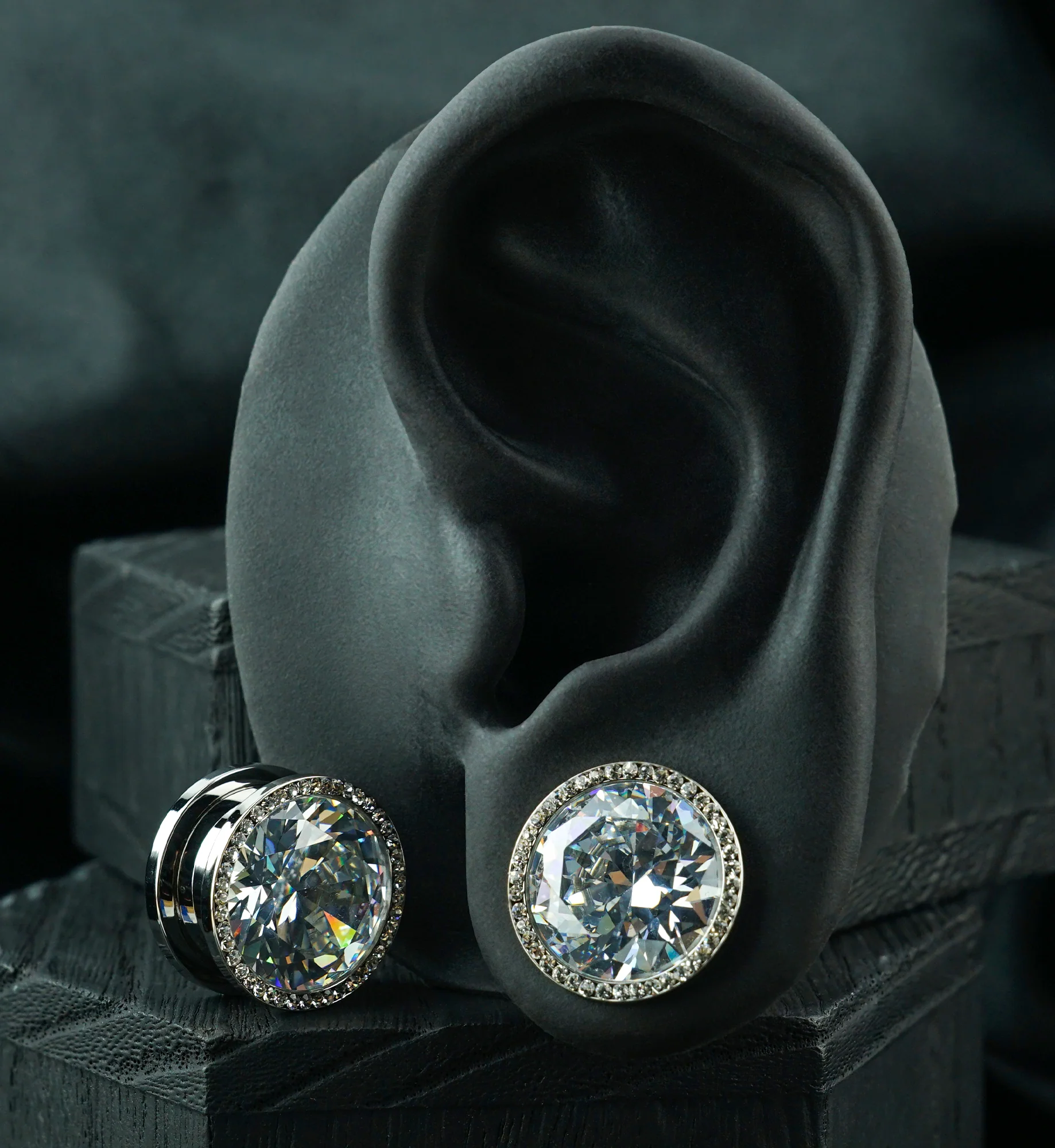 Clear CZ Diamond Stainless Steel Plugs - Image 3