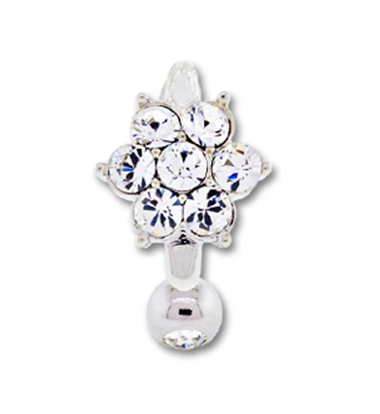 Cluster CZ Flower Belly Button Ring