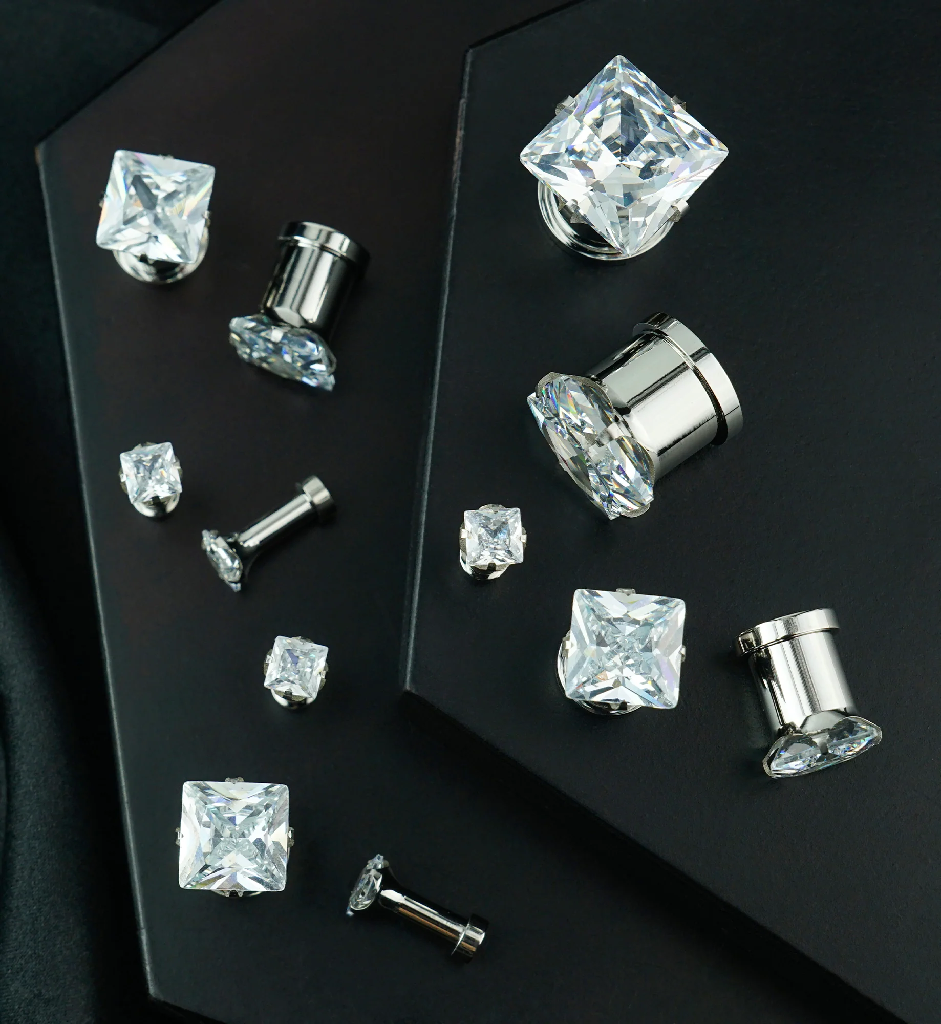 Clear CZ Gem Diamond Stud Plugs - Image 4