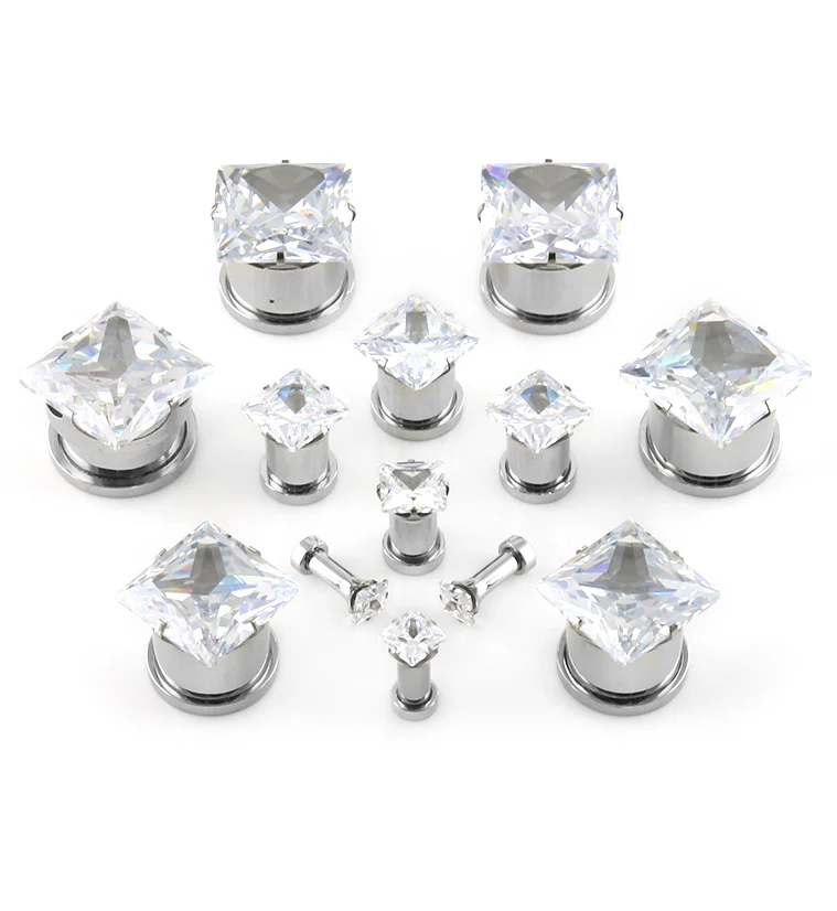 Clear CZ Gem Diamond Stud Plugs - Image 5