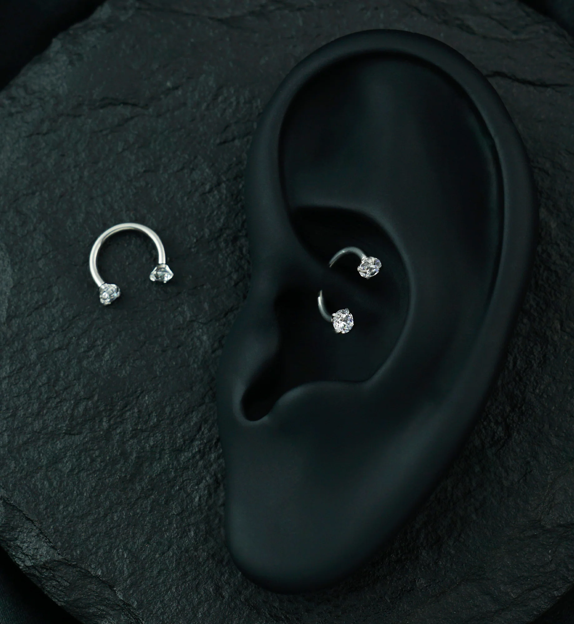 Clear CZ Prong Set Circular Barbell - Image 4