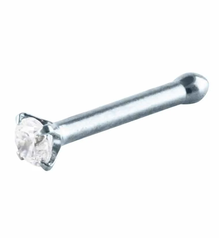 Clear CZ Prong Set Titanium Nosebone