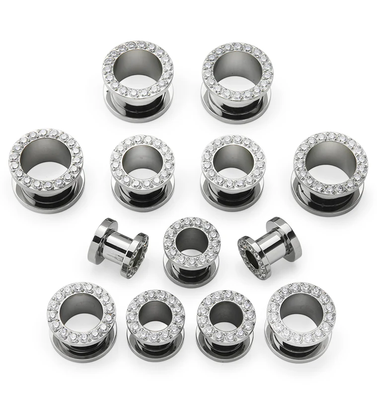 Clear CZ Rim Titanium Screw Back Tunnels - Image 2