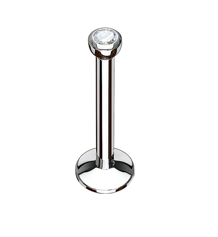 Clear CZ Stainless Steel Internally Threaded Labret