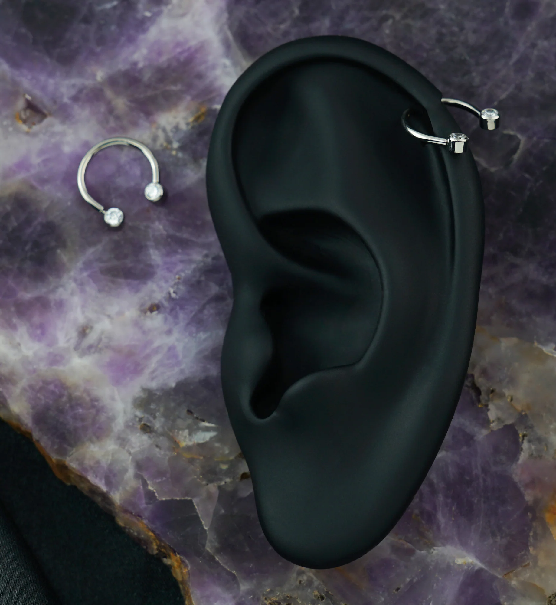 Clear CZ Threadless Titanium Circular Barbell - Image 5