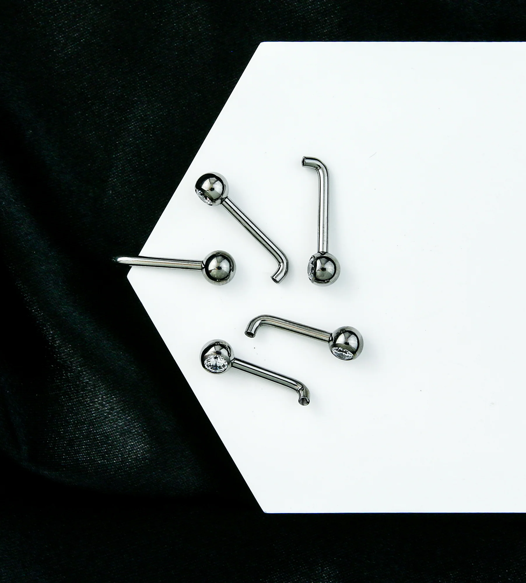 Clear CZ Vertical Clitoral Hood Internally Threaded Titanium Barbell (Barbell + One End Only) - Image 2