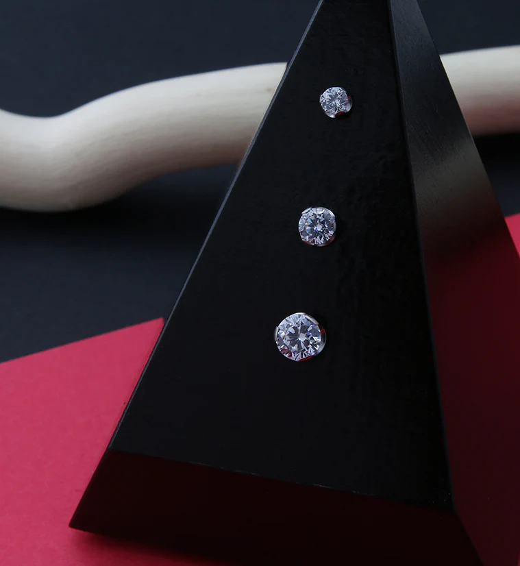 Clear Dome CZ Titanium Threadless Top - Image 2