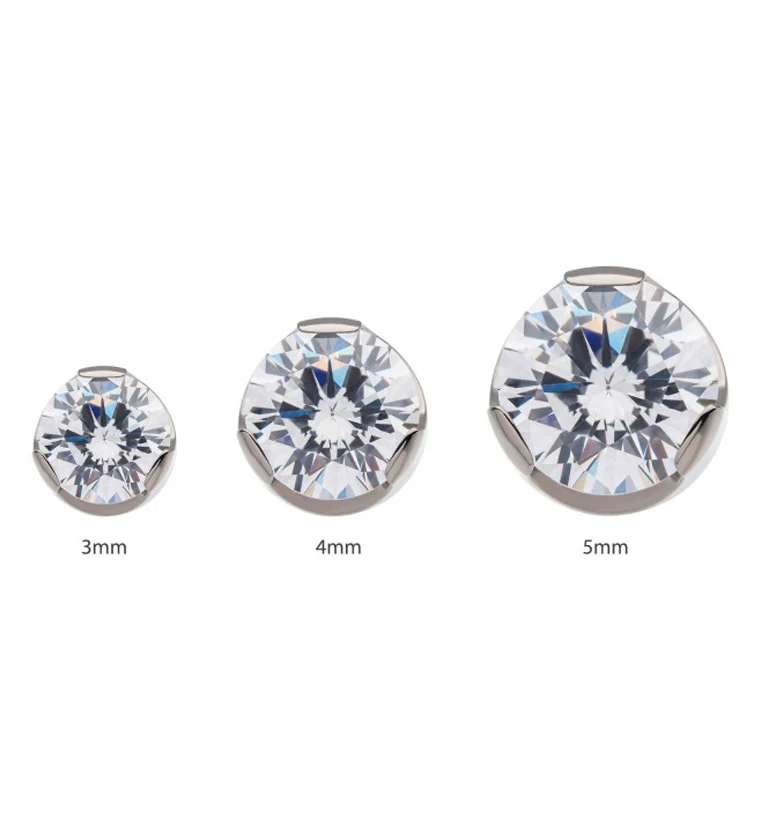 Clear Dome CZ Titanium Threadless Top - Image 3