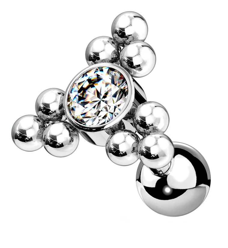 Clear Gem Beaded Triangle Cartilage Barbell