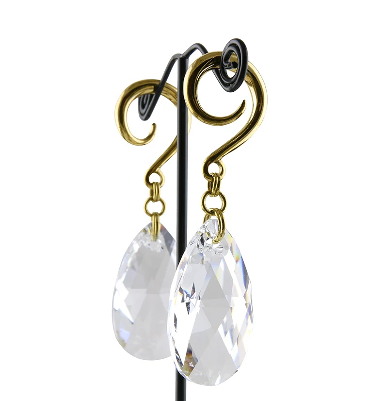 Clear Swarovski Teardrop CZ Brass Ear Weights - Image 2