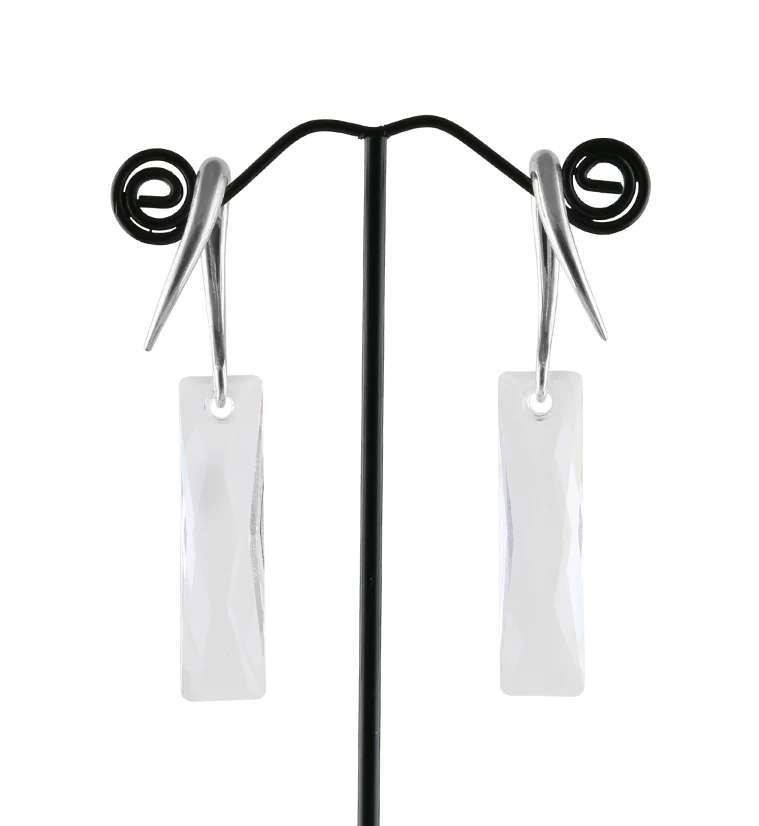 Clear Swarovski Tower CZ White Brass Hangers