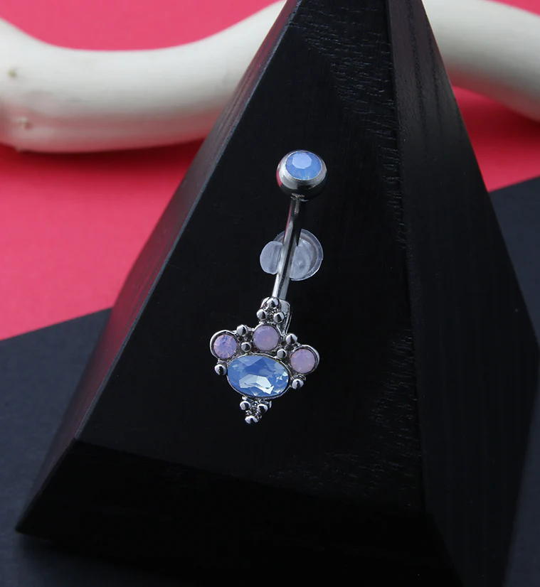 Cluster Bead Opalite Gem Belly Button Ring - Image 2